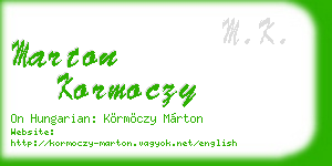 marton kormoczy business card